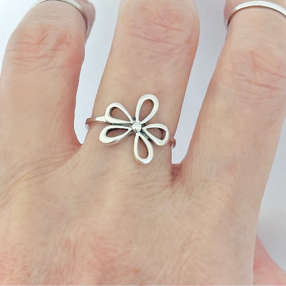 Sterling Silver Large Flower Ring, Daisy Rings, S… - image 7